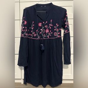 Blue embroidered dress